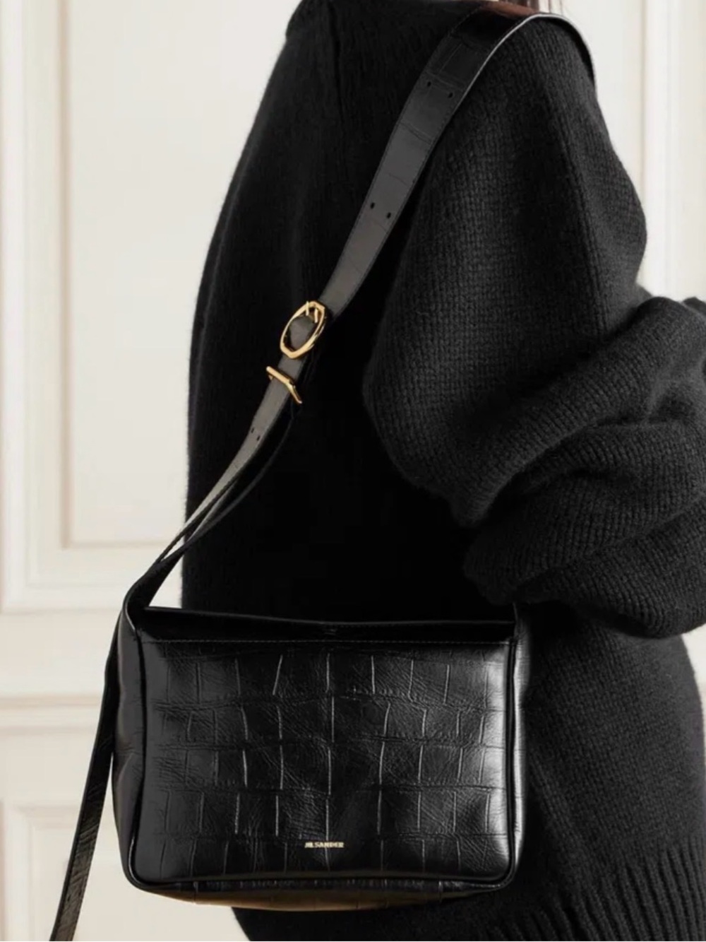 Jill Sander Croc-Effect Leather Shoulder Bag